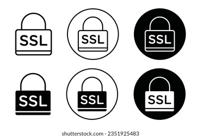 SSL icon set. website http security certificate vector symbol. secure website sign in black filled and outlined style.
