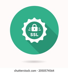 SSL icon. Simple illustration with long shadow isolated for graphic and web design.