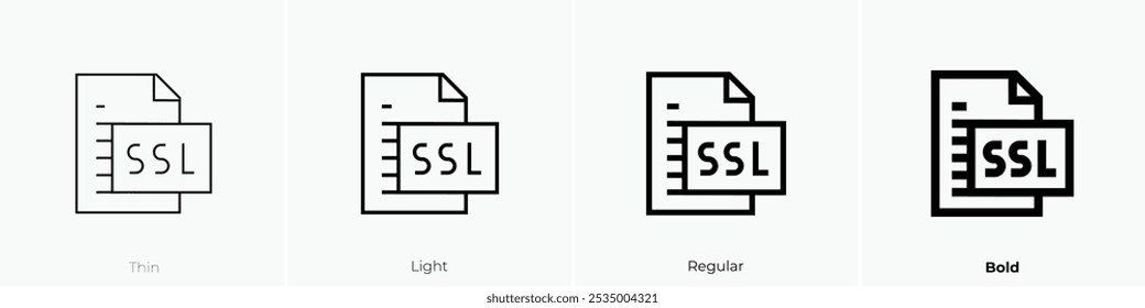 ssl icon. Thin, Light Regular And Bold style design isolated on white background