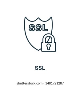 Ssl icon. Thin outline style design from web hosting icons collection. Creative Ssl icon for web design, apps, software, print usage.