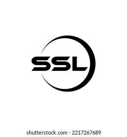 Diseño del logotipo de la carta SSL con fondo blanco en el ilustrador. Logo vector, diseños de caligrafía para logotipo, afiche, invitación, etc.