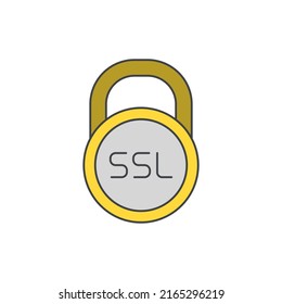 SSL Lock icon in color icon, isolated on white background 
