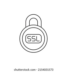 SSL Lock icon  in line style icon, style isolated on white background