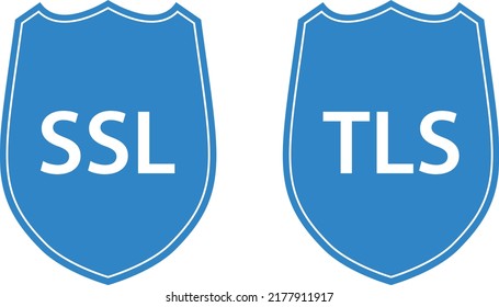 SSL y TLS - iconos de pantalla azul en fondo blanco