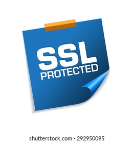 SSL Protected Blue Sticky Notes Vector Icon Design