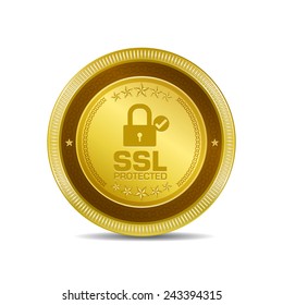 SSL Protected Golden Vector Icon Button