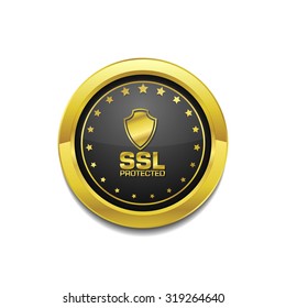 SSL Protected Golden Vector Icon Button