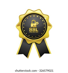 SSL Protected golden Vector Icon Design