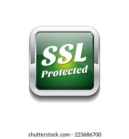 SSL Protected Green Vector Icon Button