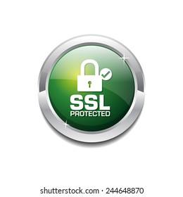 SSL Protected Green Vector Icon Button