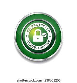 SSL Protected Link Green Vector Icon Button