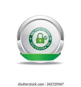 SSL Protected Link Green Vector Icon Button