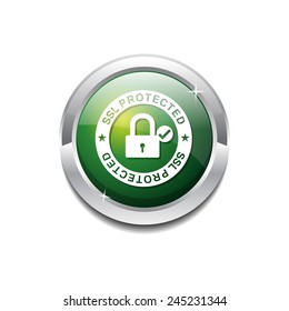 SSL Protected Link Green Vector Icon Button