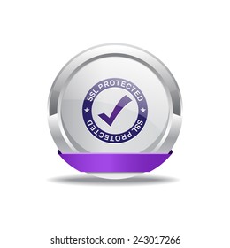 SSL Protected Purple Vector Icon Button