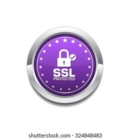 SSL Protected Purple Vector Icon Button