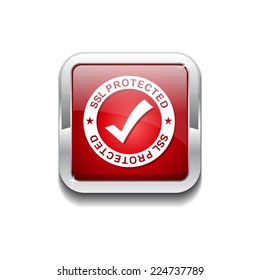 SSL Protected Red Vector Icon Button
