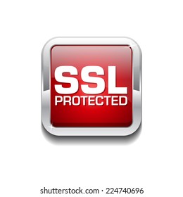 SSL Protected Red Vector Icon Button