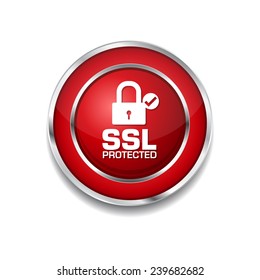 SSL Protected Red Vector Icon Button