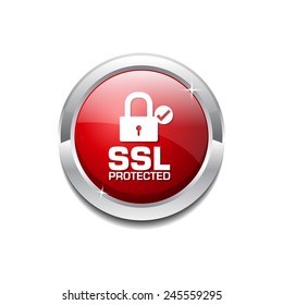 SSL Protected Red Vector Icon Button
