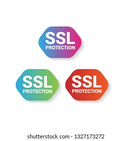SSL Protection label, SSL secure sticker. label with shadow.