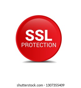 SSL protection red banner.SSL secure label,sticker,banner