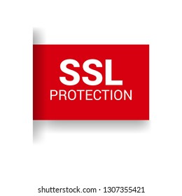 SSL protection red banner.SSL secure label,sticker,banner