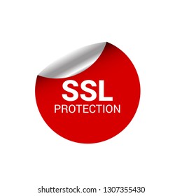 SSL protection red banner.SSL secure label,sticker,banner