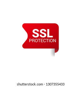 SSL protection red banner.SSL secure label,sticker,banner