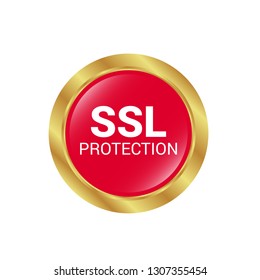 SSL protection red banner.SSL secure label,sticker,banner