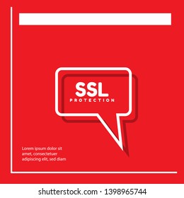 SSL Protection red banner,sign,tag,label. modern minimalist illustration