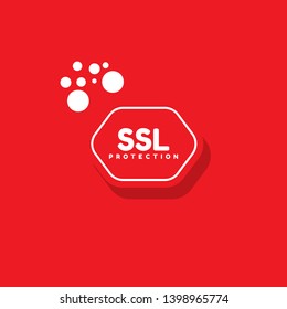 SSL Protection red banner,sign,tag,label. modern minimalist illustration