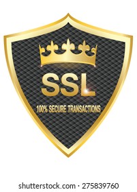 SSL Protection Secure Gold Shield Vector Illustration Icon