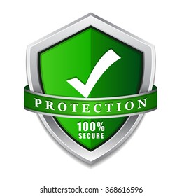 SSL Protection Secure Green Shield Vector Icon Design