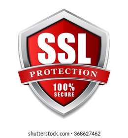 SSL Protection Secure Red Shield Vector Icon Design