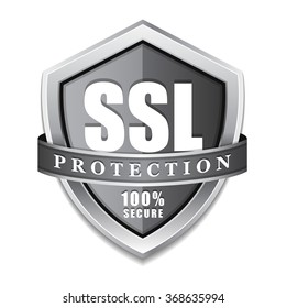 SSL Protection Secure Silver Shield Vector Icon Design