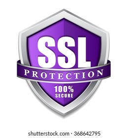 SSL Protection Secure Violet Shield Vector Icon Design