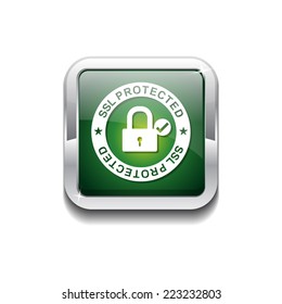 SSL Protrcted  Green Vector Icon Button