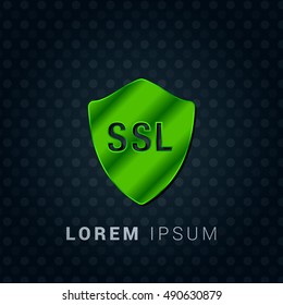 SSL Shield Bright Green chromium precious metallic 3D Icon / Logo Design