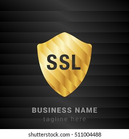 SSL Shield Gold and Black silk fashion premium icon / Logo