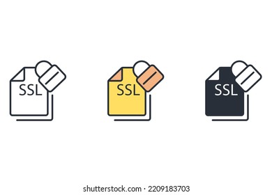 Ssl thin line icons. Vector illustration isolated on white. Editable stroke.