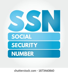 SSN - Social Security Number acronym, concept background