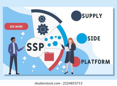 SSP supply side platform acronym. business concept background. vector illustration concept with keywords and icons. lettering illustration with icons for web banner, flyer, landing