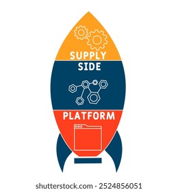 SSP Supply Side Platform acrônimo. Business Concepts background. conceito de ilustração vetorial com palavras-chave e ícones. ilustração de letras com ícones para banner web, folheto, landing