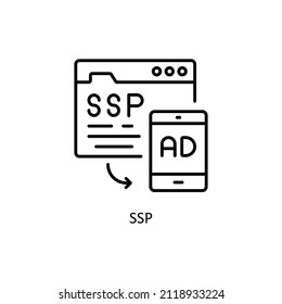 Iconos de esquema de vector Ssp para sus proyectos digitales o de impresión.