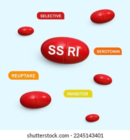 SSRI - selective serotonin reuptake inhibitors vector medication