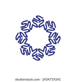 Diseño de logotipo de letra SSS con forma de círculo. Diseño de logo en forma de cubo y polígono SSS en color azul.