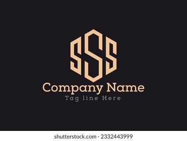 SSS letter logo design with polygon shape. SSS polygon and cube shape logo design in gold colour.