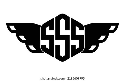 SSS three-letter butterfly iconic logo design vector template | polygon, monogram, abstract, wordmark, letter mark, business, typography, flat, minimalist, symbol, butterfly, wings, eagle, angels,