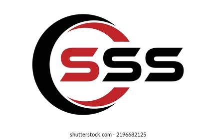 SSS three-letter circle iconic logo design vector template, monogram, abstract, wordmark, letter mark, business, typography, flat, minimalist, brand, initial letter logo, symbol, geometric,  isolated,