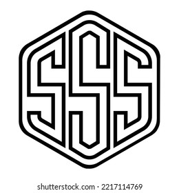 SSS three-letter polygon iconic logo design vector template, monogram, abstract, wordmark, letter mark, business, typography, flat, minimalist, brand, initial letter logo, symbol, geometric,  isolated